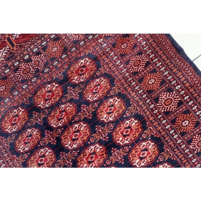 Textile 1960s, Handmade Vintage Uzbek Bukhara Rug 5' X 8.3' For Sale - Image 7 of 16
