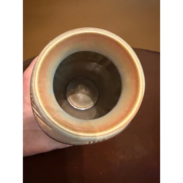 2010s Rookwood Art Pottery Vase Shape 10048 MMXV in Rare Peach/Brown Drip Glaze - 2015 For Sale - Image 5 of 6
