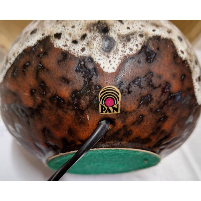 Textile Vintage Fat Lava Ceramic Table Lamp with Fabric Shade from Pan, 1970s For Sale - Image 7 of 8