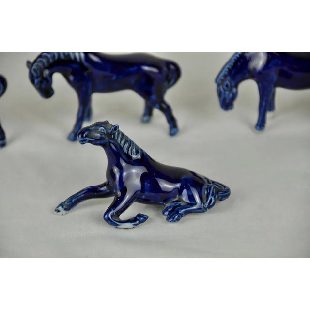 Blue Porcelain Horses, 1950s, Set of 4 For Sale - Image 4 of 11