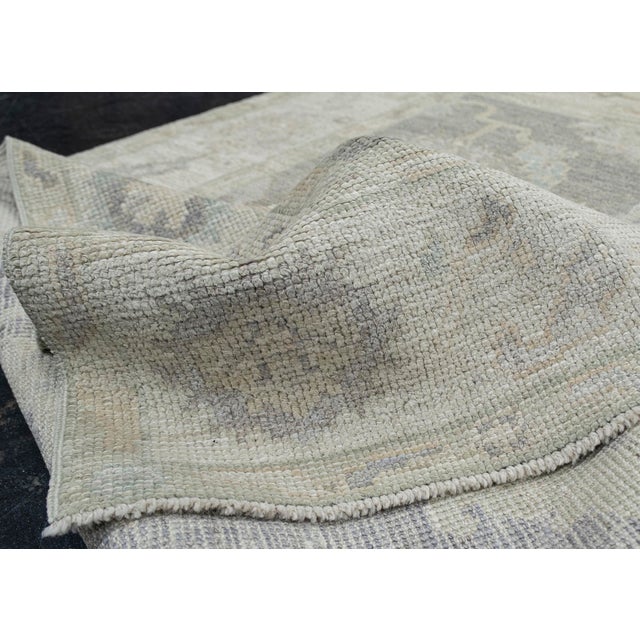 Turkish Oushak Rug Gray & Sage Handwoven Wool Rug 3'11" X 6'3" For Sale In Houston - Image 6 of 9