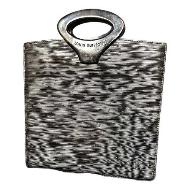 Vintage 1980s Louis Vuitton Black Epi Ombre Clutch With Resin Handles For Sale