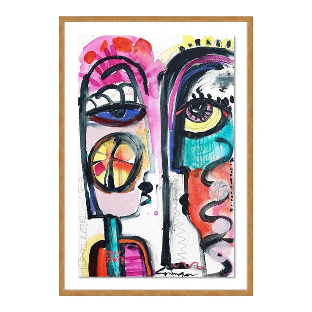 Talk Talk by Lesley Grainger in Gold Frame, Small Art Print For Sale