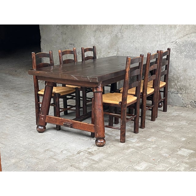 Vintage Brutalist Table and Chairs by Georges Robert, 1960s, Set of 7 For Sale - Image 18 of 18