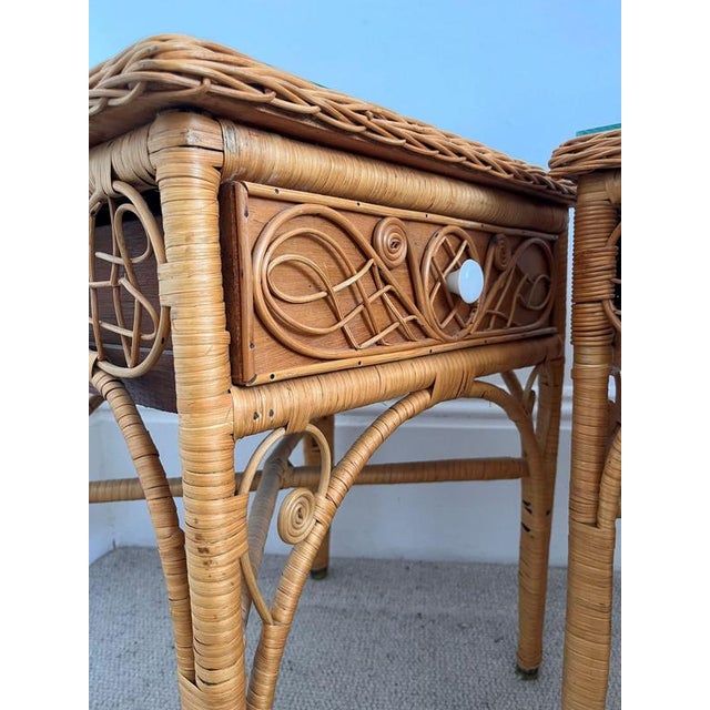 Ornate Wicker Bedside Tables, Set of 2 For Sale - Image 5 of 9