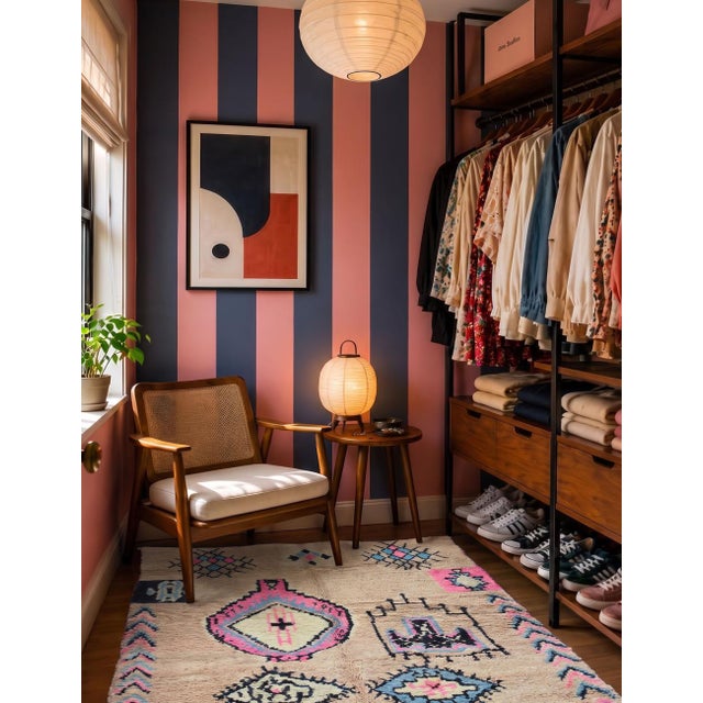 Boujad Rug | Handwoven Berber Wool Rug with Neutral Field and Tribal Diamond Motifs This elegant Boujad rug features a...