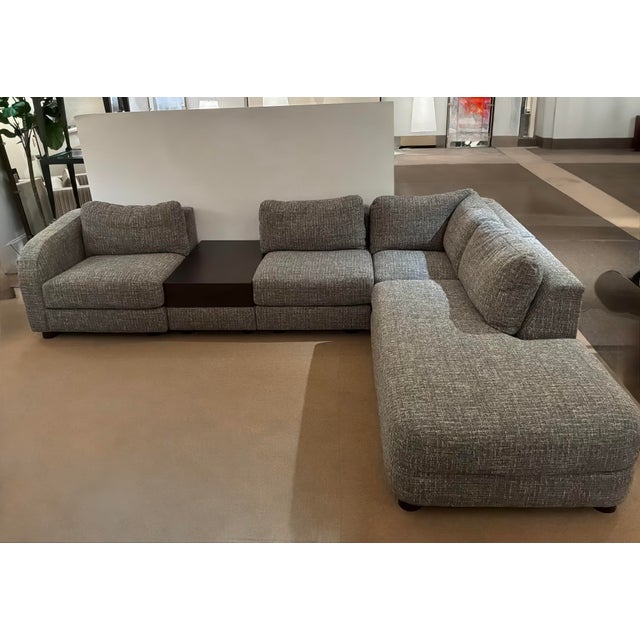 Stylish Modern Hooker Furniture Custom Sectional. 5 piece, multicolored textured woven fabric. Small table in between,...