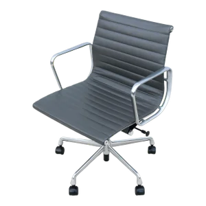 Mid-Century Herman Miller Eames Aluminum Group Gray Leather Management Chair