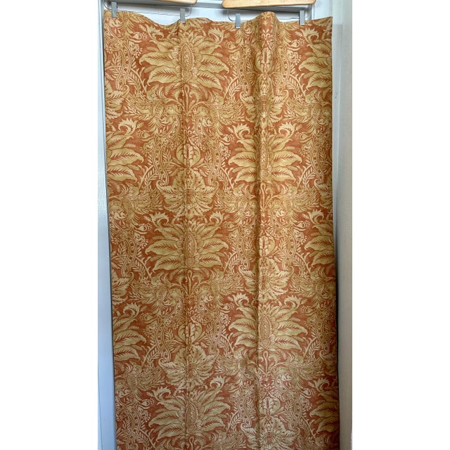 Rustic European Cotton/Linen Terra Cotta Print Blackout Drapery Panels-A Set For Sale - Image 4 of 12