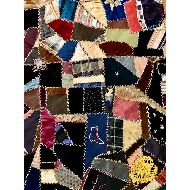 Textile Late 19th-Century American Crazy Quilt For Sale - Image 7 of 11