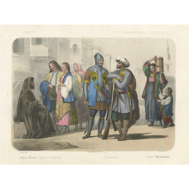 After Fossey, Moldavian and Circassian Costumes, Peoples of the Danubian Provinces, 1845, Lithograph For Sale