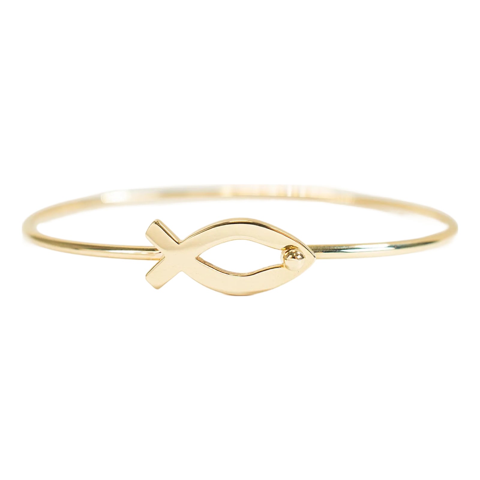 James Avery Retired 14k Yellow Gold Fish Ichthus Hook Bangle Bracelet ...