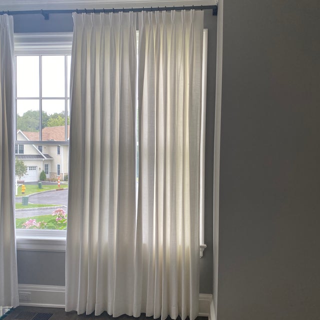 Pleated Restoration Hardware Belgian Textured Linen Drapery Panels - a Pair | Chairish