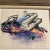 Original 9.5 x 11.5 painting on rough edged paper laid down on mat board unsigned Overall size with frame with linen liner...