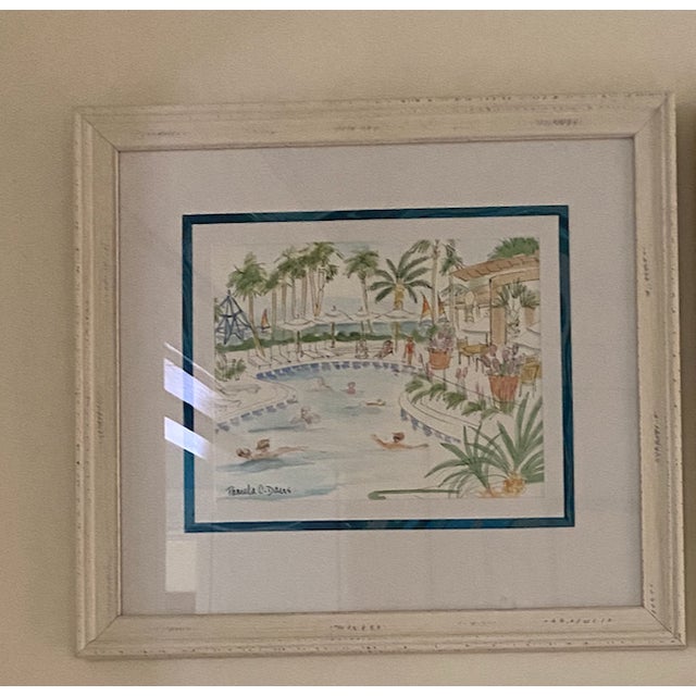 Charming Set of 4 Beach Watercolors With Whimsical Umbrellas and Children at Play For Sale - Image 4 of 6
