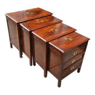 Early 20th Century Rosewood Anglo Indian Campaign Style Nesting Chest Tables For Sale