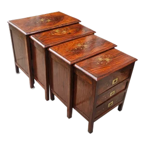 Early 20th Century Vintage Anglo Indian Campaign Style Nesting Chest Tables
