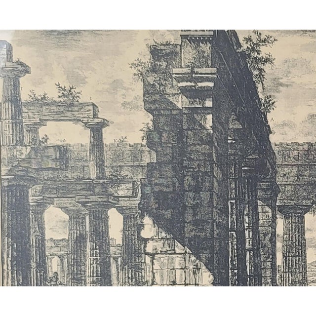Antique Framed Copper Engraving of the Temples at Paestum After Francesco Piranesi For Sale - Image 4 of 7