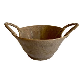 1990s Horseshoe Handled Studio Pottery Bowl For Sale