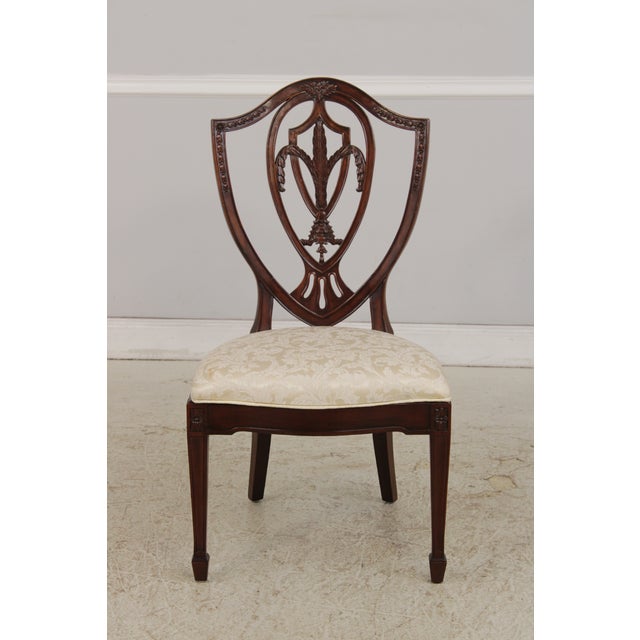 Wood Set of 6 Maitland Smith Shield Back Mahogany Dining Chairs For Sale - Image 7 of 18