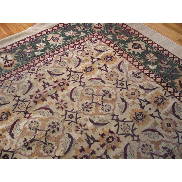 1890s Tan Sand Antique Herati N. Indian Amritsar Rug 10'10" X 17'10" Handknotted Wool Carpet For Sale - Image 4 of 8
