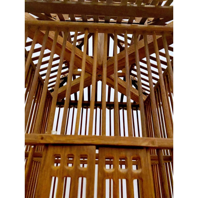Pagoda Style Teak Wood Bird Cage For Sale - Image 11 of 12