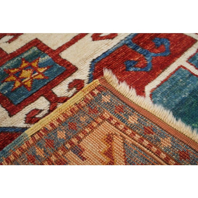 Red Vintage Kazak Fachralo Rug 4'0'' x 5'2'' For Sale - Image 8 of 11
