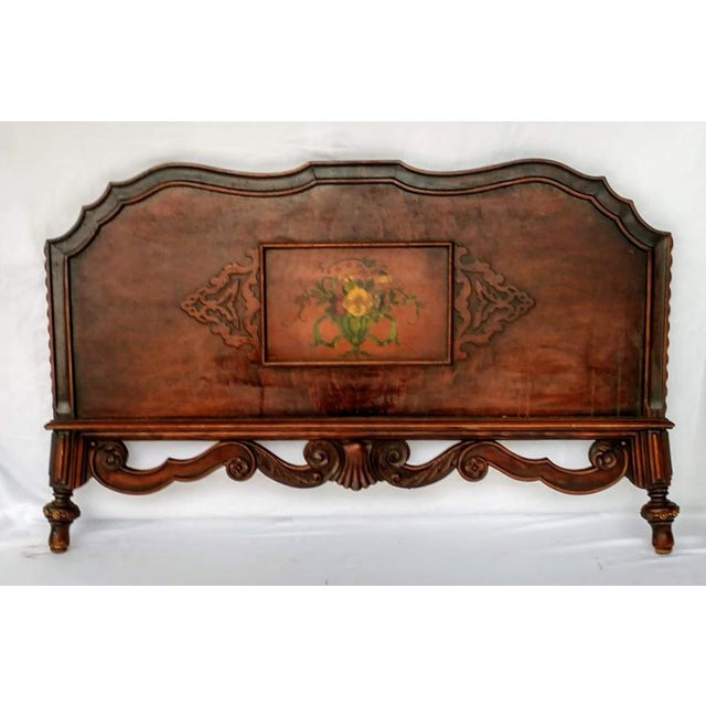 Sligh Furniture Co Hand Painted & Carved Twin Headboard and Footboard
