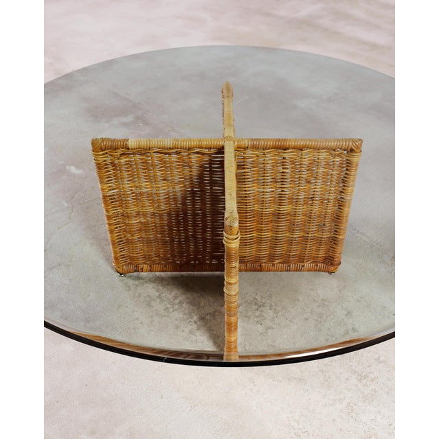 Italian Organic Modern Rattan Wicker Glass Top Cocktail Table For Sale - Image 11 of 17
