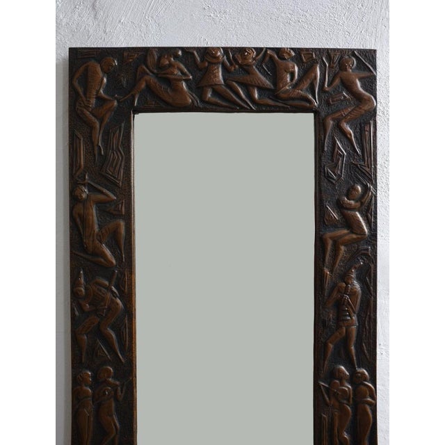 Italian Copper Relief Wall Mirror, 1970s For Sale - Image 5 of 8