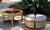 Round Woven Wicker Coffee/Game Table Set With Matching Nesting Stools Ottomans and Glass Top For Sale - Image 10 of 12