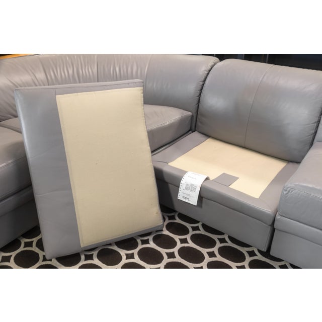 Animal Skin Vintage Postmodern 4pc Curving Gray Leather Sofa Sectional For Sale - Image 7 of 7