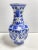1980s Large Blue & White Chinoiserie Vase – 14” Porcelain Floral Statement Piece For Sale - Image 5 of 9