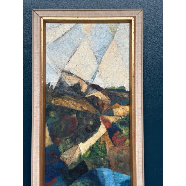 Mid-Century Modern Kjell Lindberg, Cubist Landscape, 1950s, Oil on Canvas, Framed For Sale - Image 3 of 18