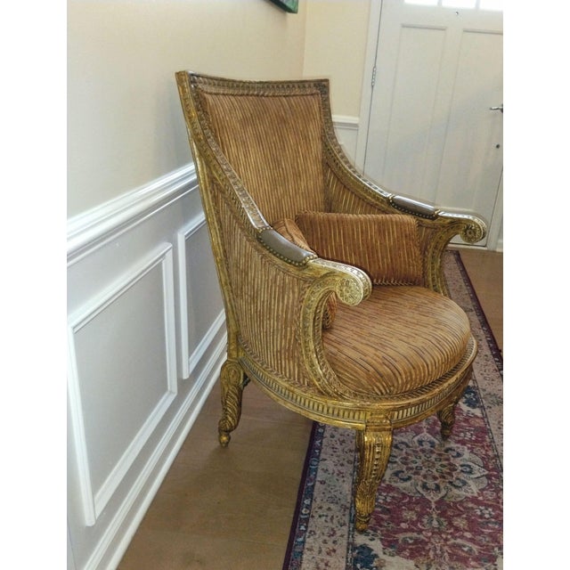 Camel Elevate Your Living Space With a Pair of Rare French Neoclassical Design Louis XVI Style Bergères For Sale - Image 8 of 9