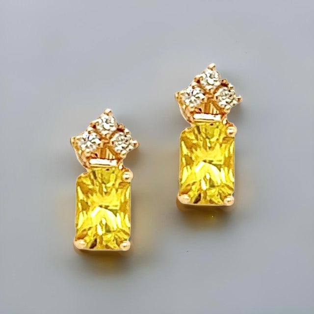Natural Sapphire Diamond Earrings 14k Gold 1.74 TCW Certified For Sale - Image 9 of 18