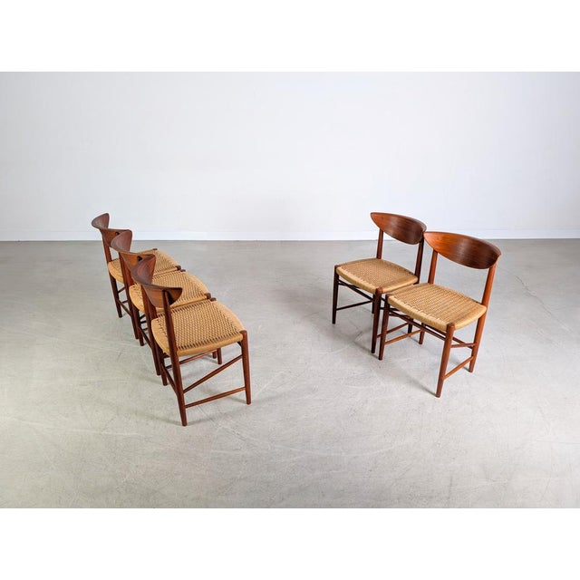 Beige Model 316 Chairs by Peter Hvidt and Orla Mølgaard-Nielsen for Søborg Møbelfabrik, Set of 5 For Sale - Image 8 of 12