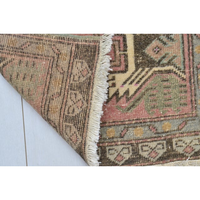 Pale Handmade Modern Turkish Mini Rug For Sale In Phoenix - Image 6 of 7