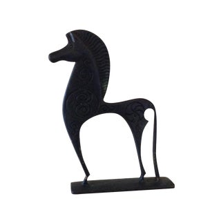 Mid-Century Modern Metal Etruscan Horse Sculpture Weinberg Style For Sale