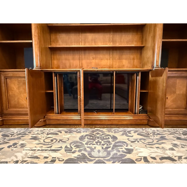 Traditional Century Furniture Traditional European Style Pecan Wood Finish Entertainment Center For Sale - Image 3 of 12