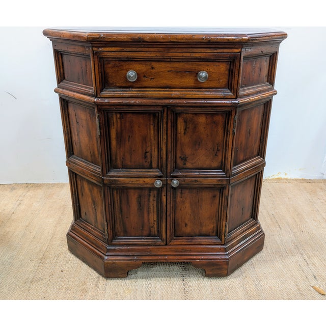 Theodore Alexander " Castle Bromwich " Small Credenza Is crafted from reclaimed antique wood with parquetry cabinet doors...