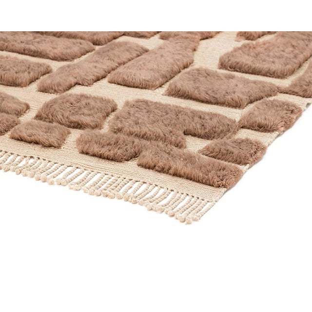 Brown Hand-Knotted Wool Rug by Azele Studio For Sale - Image 8 of 11