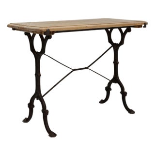 1900s French Metal Side Table With Wooden Top For Sale