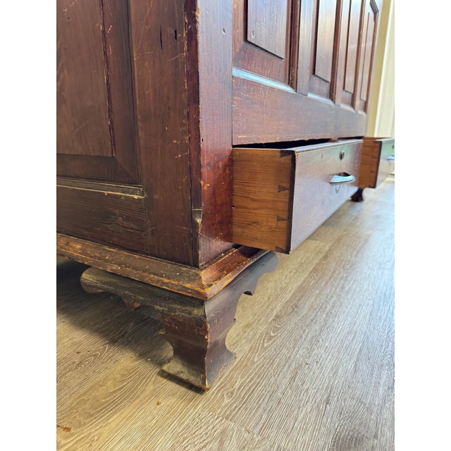 Large Antique 19th Century Oak Dark Wood Blanket Box Chest Coffer with Key Rustic Farmhouse For Sale - Image 4 of 15