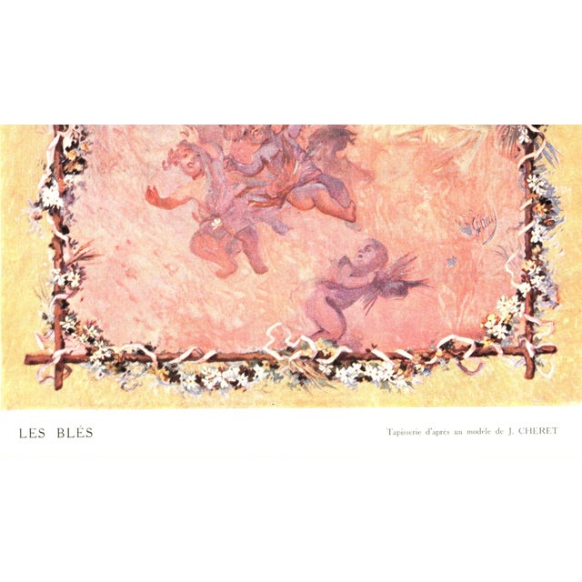 1911 French Art Nouveau Antique Lithograph -Tapesty Design- Jules Cheret For Sale - Image 4 of 5