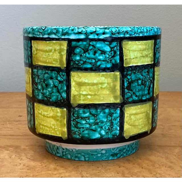 Vintage Italian Checkerboard Ceramic Cache Pot For Sale - Image 9 of 12