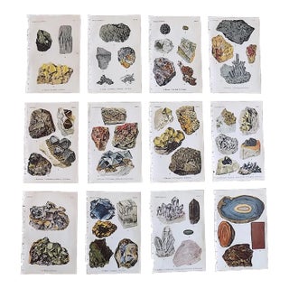 Antique 1916 Mineral Lithographs - Set of 12 For Sale