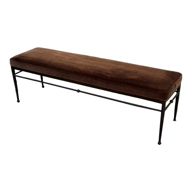 Athena Calderone for Crate & Barrel Rodin Brown Velvet Bench For Sale