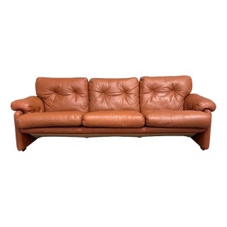 Vintage Coronado Three-Seater Sofa in Cognac Leather from B&B Italia, Italy, 1960s For Sale
