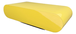 Postmodern Yellow Gloss Laminate Bullnose Coffee Table on Mirror Base
